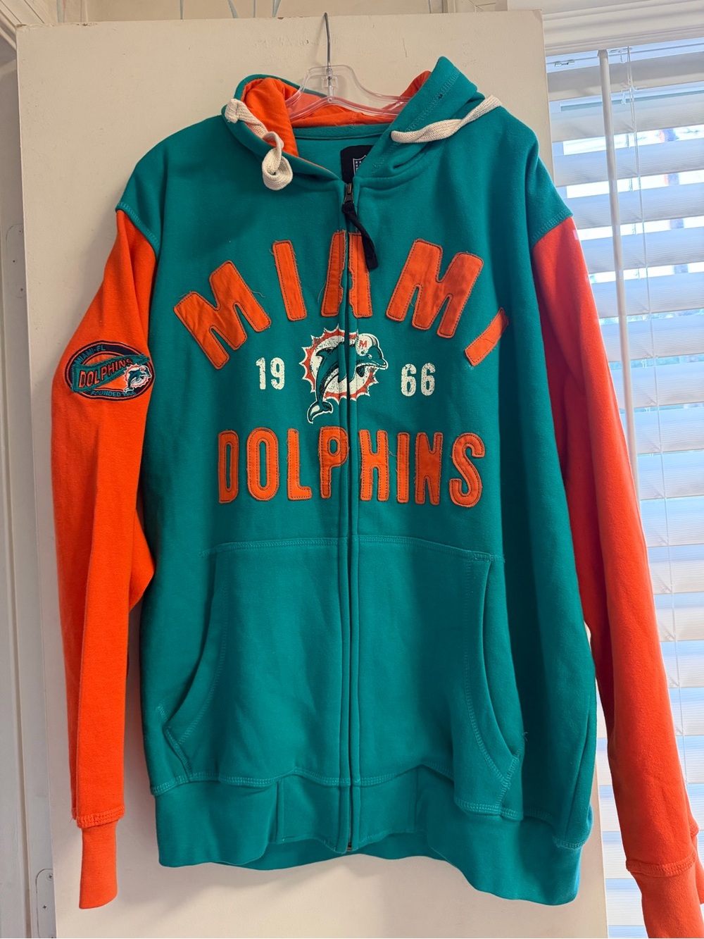 Miami Dolphins Teal & Orange Full-Zip Hoodie